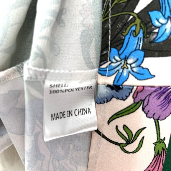 Lai Meng Five Cats Dress Floral Maxi Sz 14 Insects Butterflies Pleated NWT - Picture 7 of 7